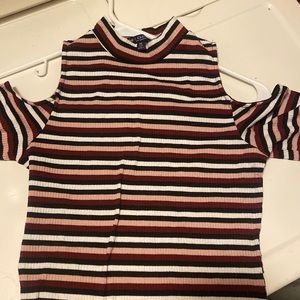 Medium, Stripes , Cut Out , Mock Neck